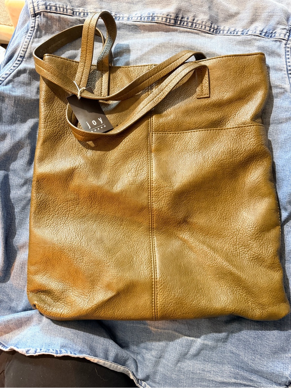 Genuine Leather Tote Bag in Olive Brown